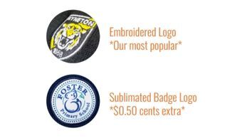 prices for the different types of logo embroidery options