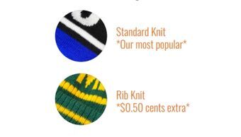 the pricing options for standard or rib knit